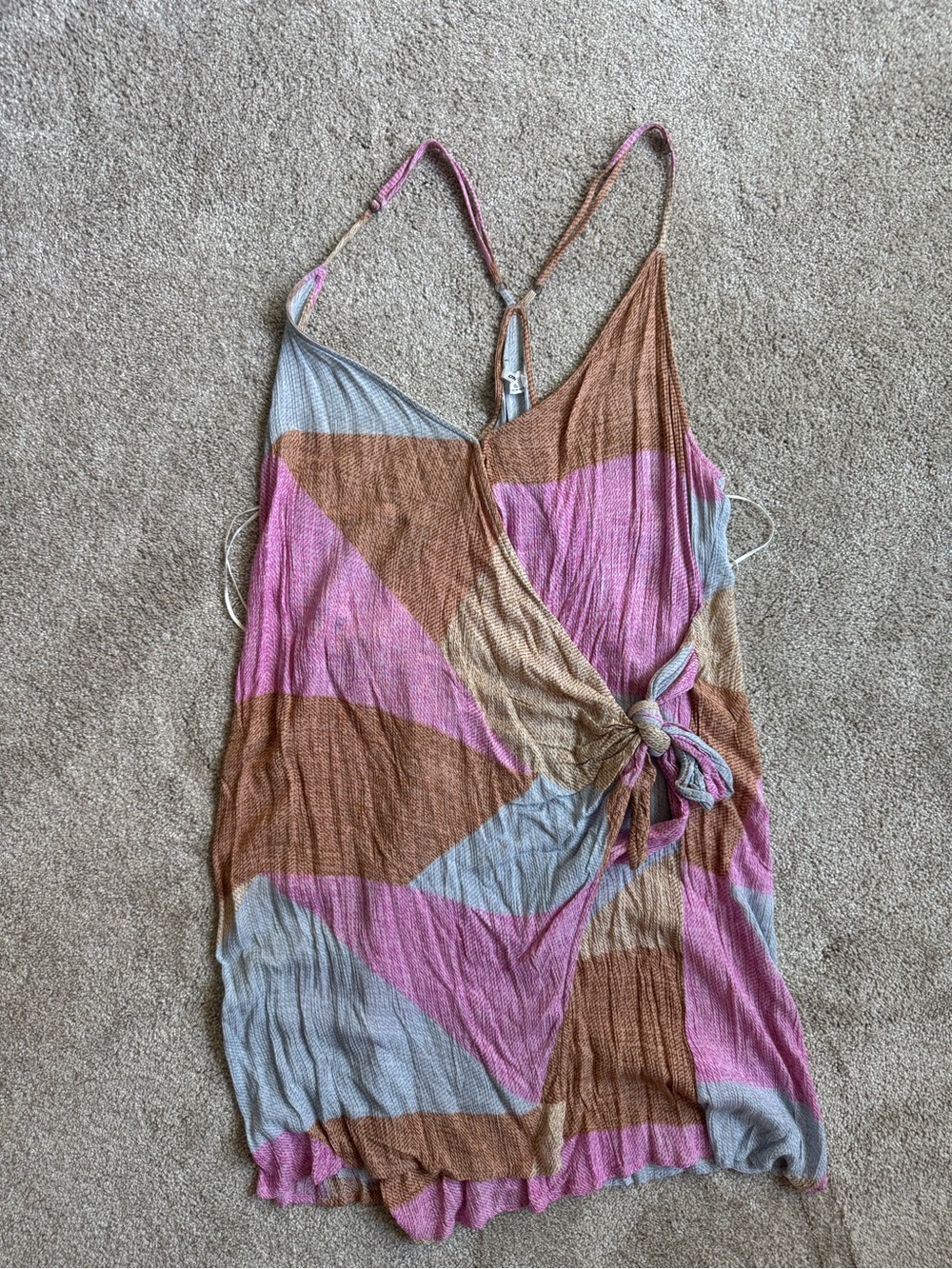 O’Neill Lightweight Wrap-Front Dress in Pink, Brown & Gray